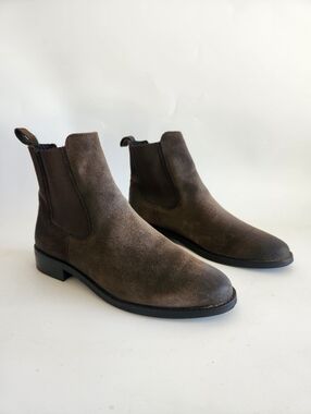 Thursday Boot Co The Duchess Dark Olive Brown Suede Chelsea Boots Womens Sz 9